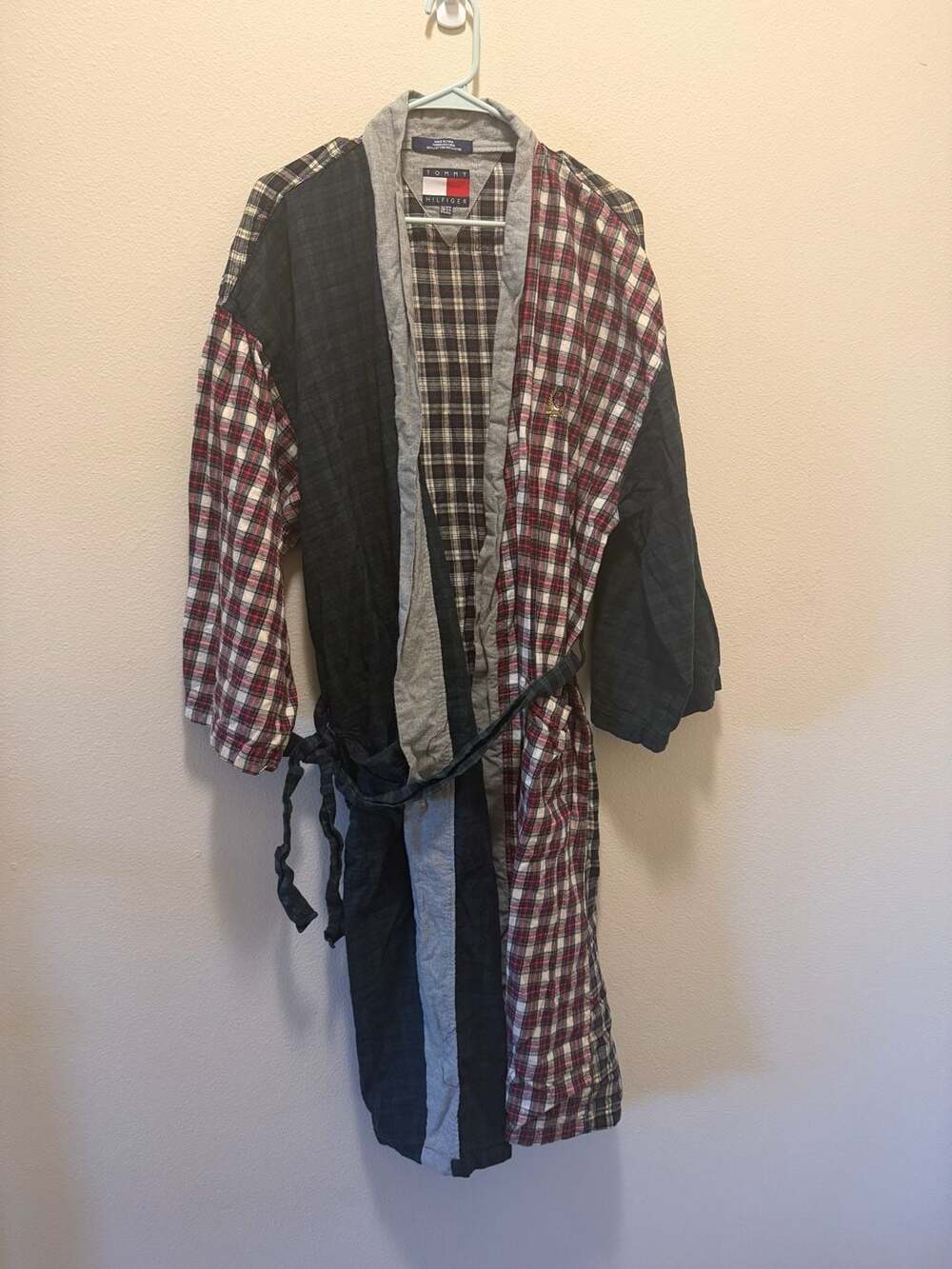 Tommy Hilfiger Sleep Gear Plaid Cotton Long Robe Size One Size